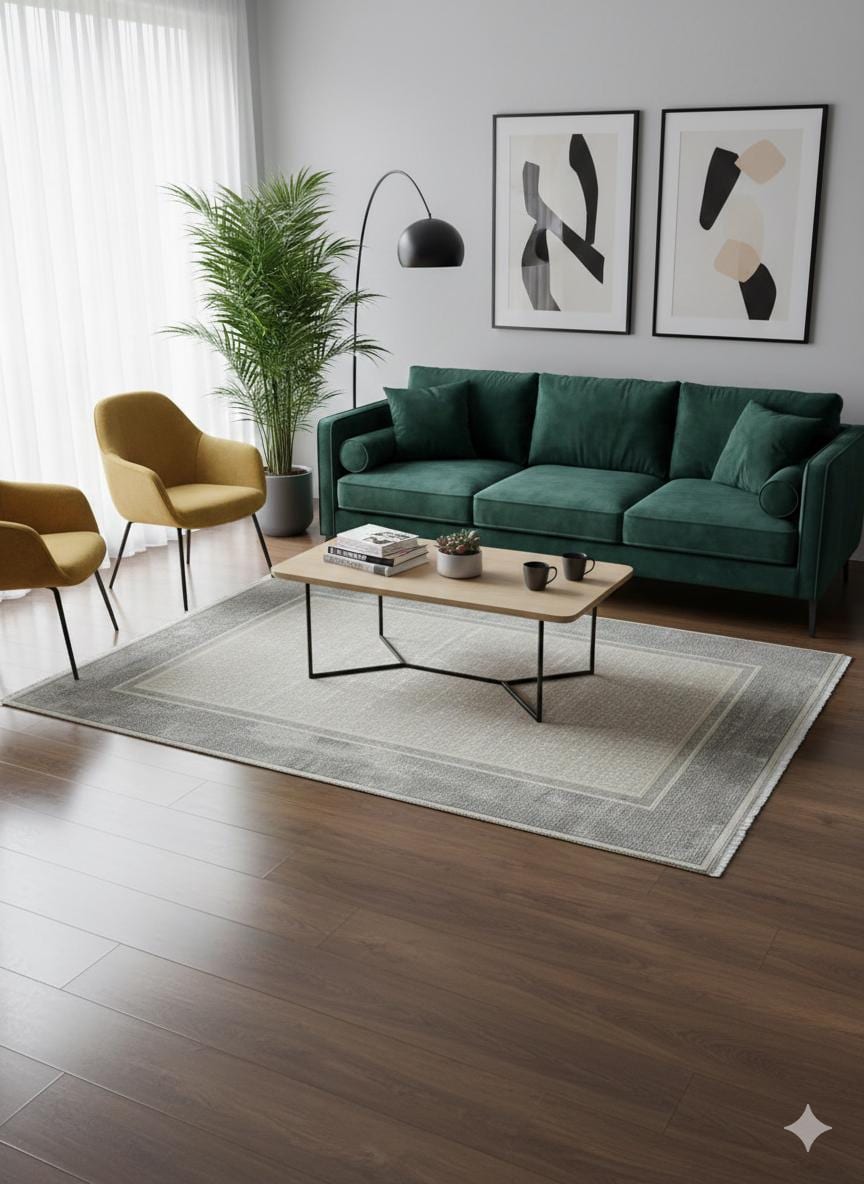 Distressed Geometric Area Rug – Taupe Beige Neutral Transitional Carpet