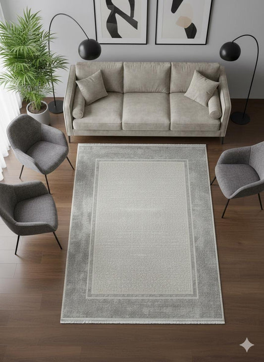 Distressed Geometric Area Rug – Taupe Beige Neutral Transitional Carpet