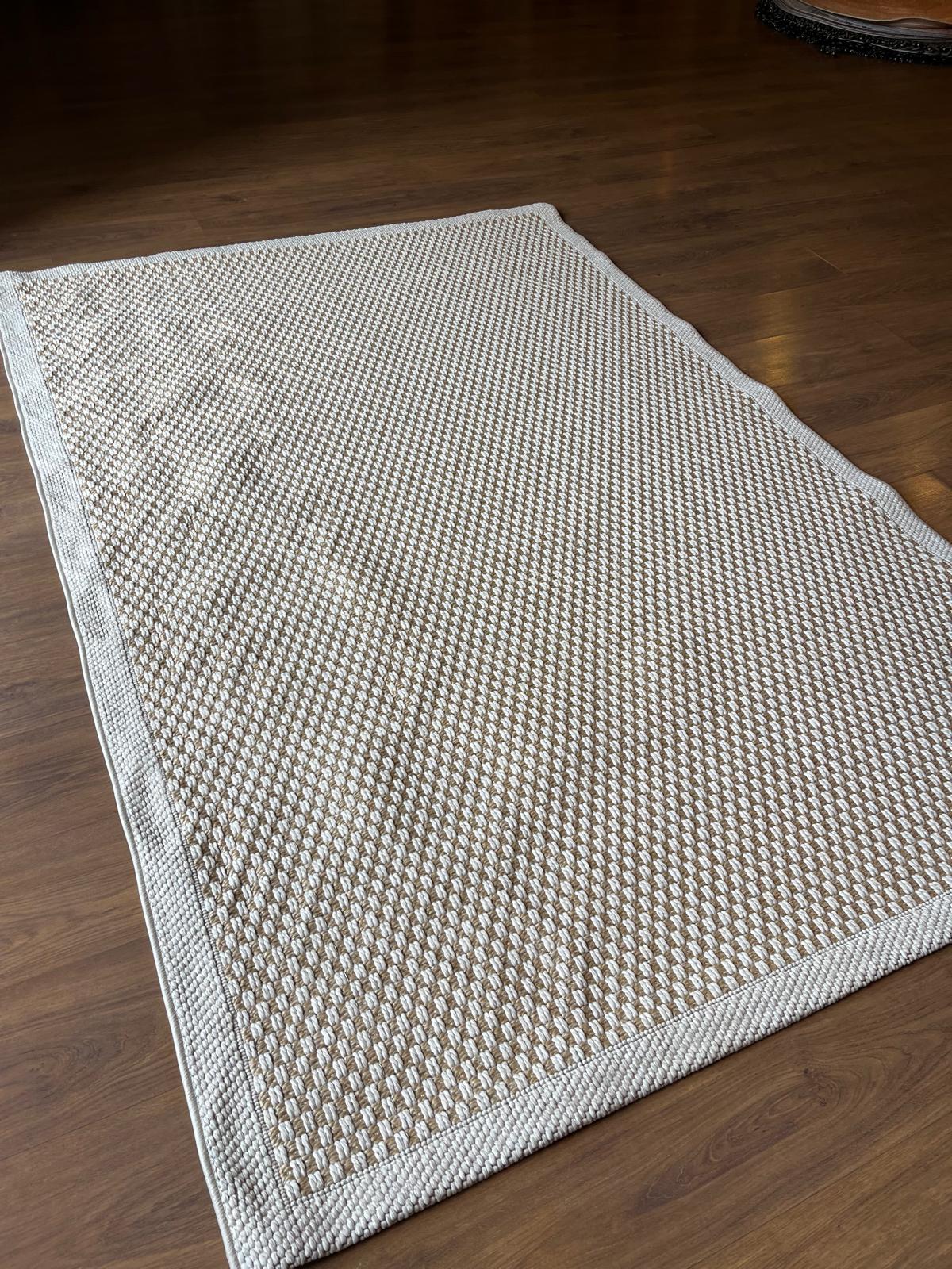 Modern Beige Jute Rug: Flatweave Outdoor/indoor carpet