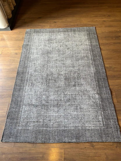 Gray Textured Geometric Carpet , Minimalist Scandi Home Decor, Neutral Living Room Rug. 5x7 ft