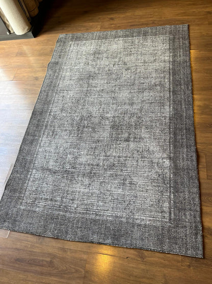 Gray Textured Geometric Carpet , Minimalist Scandi Home Decor, Neutral Living Room Rug. 5x7 ft