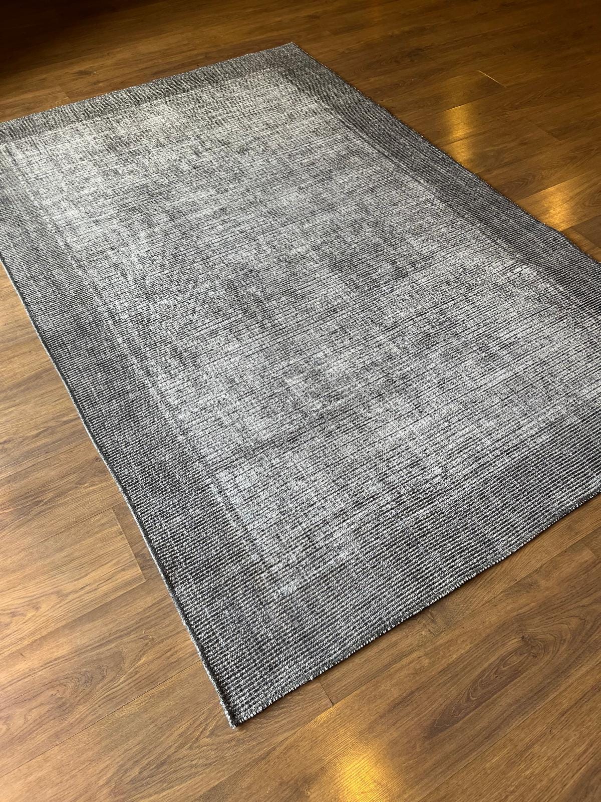 Gray Textured Geometric Carpet , Minimalist Scandi Home Decor, Neutral Living Room Rug. 5x7 ft