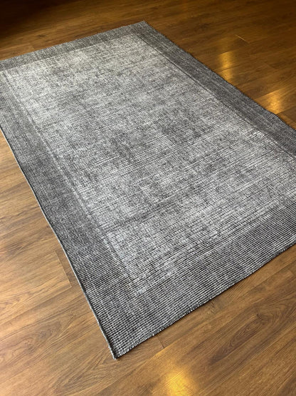 Gray Textured Geometric Carpet , Minimalist Scandi Home Decor, Neutral Living Room Rug. 5x7 ft