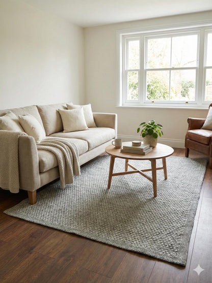 Modern Gray Jute Rug: Flatweave Outdoor/indoor carpet