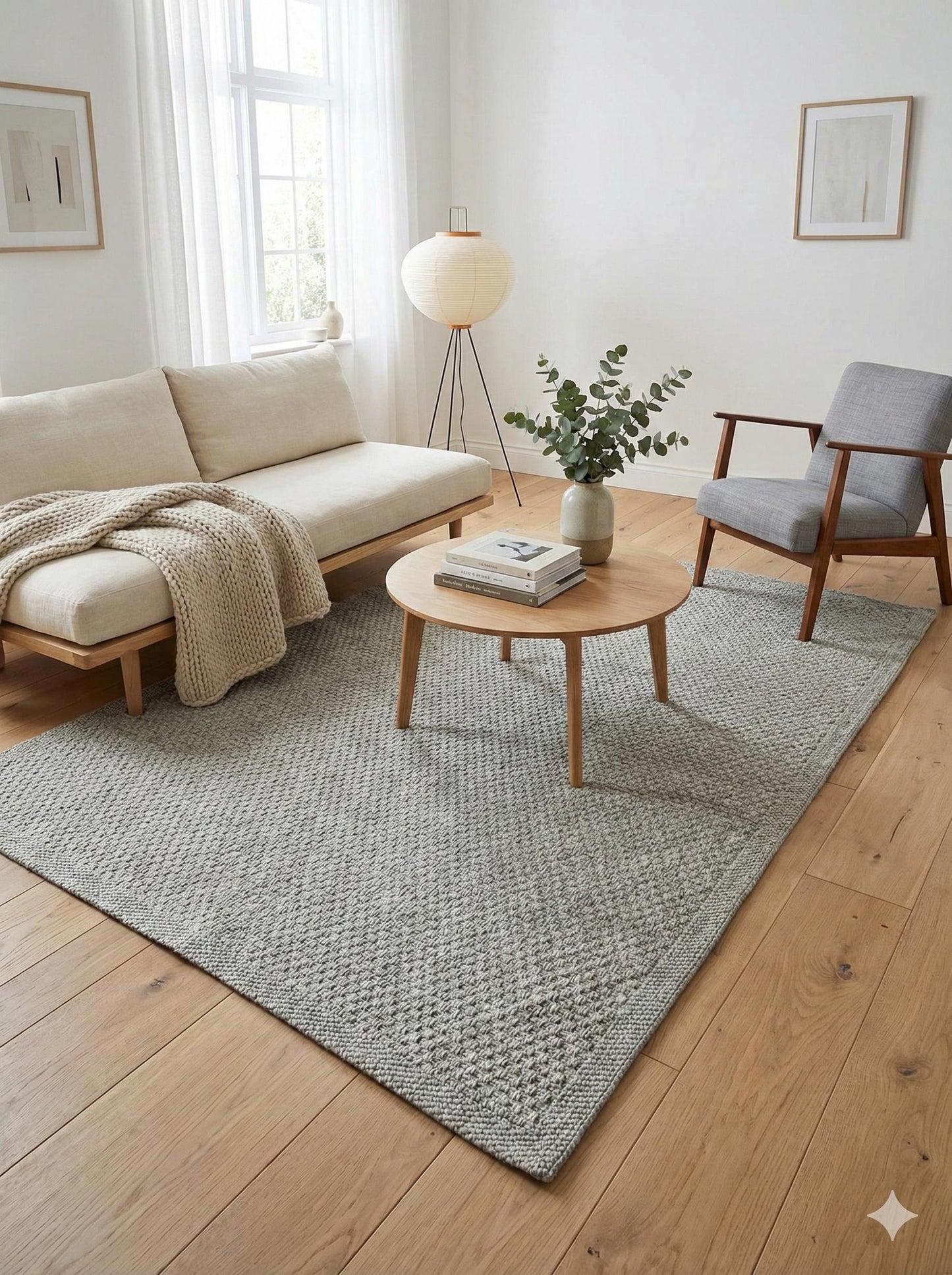 Modern Gray Jute Rug: Flatweave Outdoor/indoor carpet