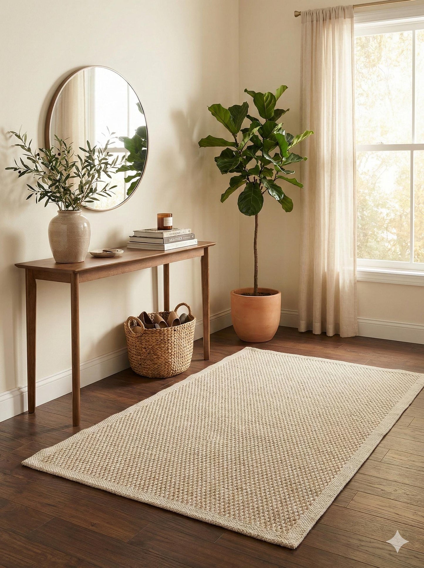 Modern Beige Jute Rug: Flatweave Outdoor/indoor carpet
