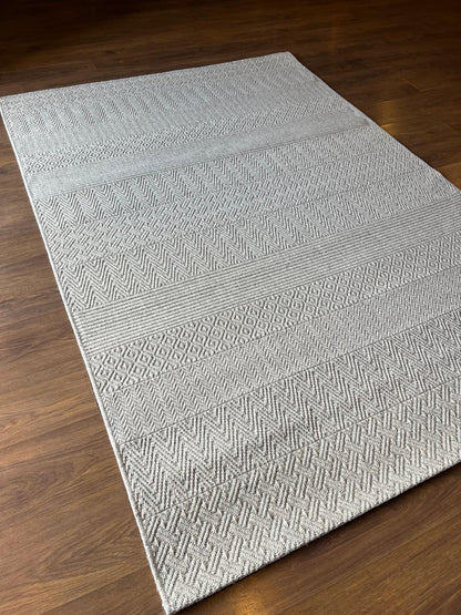 Modern Gray textured wool Rug: Flatweave Indoor carpet