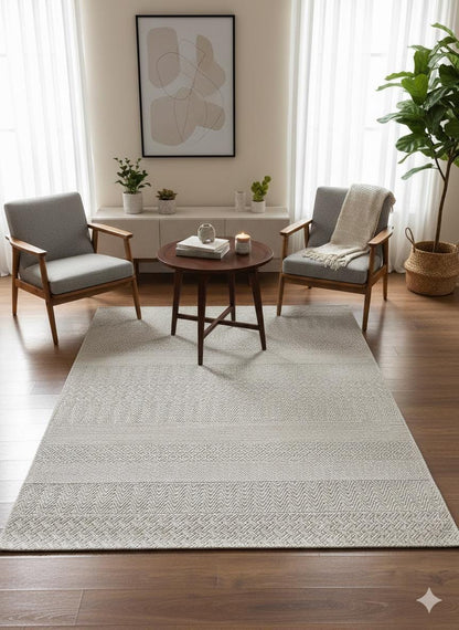 Modern Gray textured wool Rug: Flatweave Indoor carpet