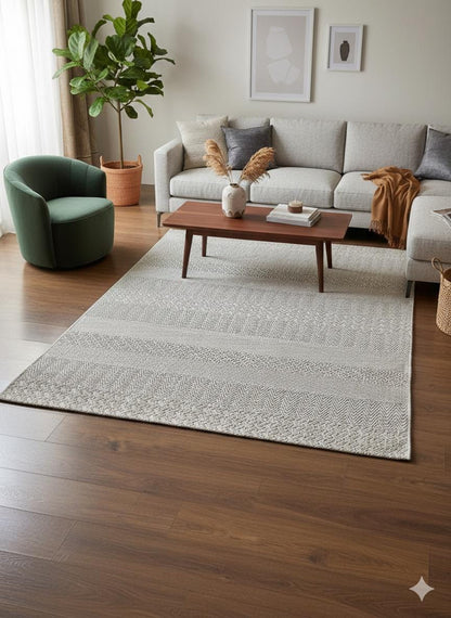 Modern Gray textured wool Rug: Flatweave Indoor carpet