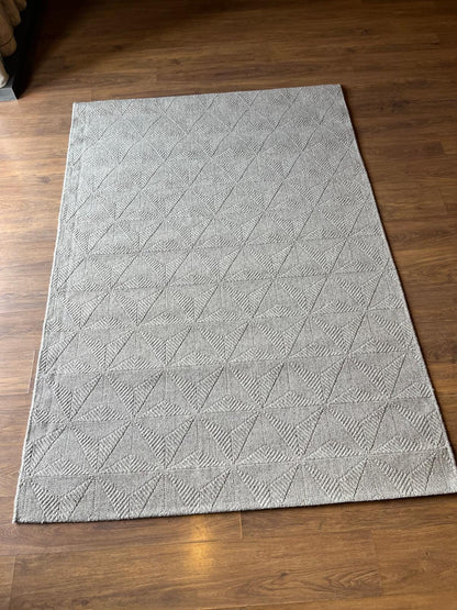 Modern Gray textured wool Rug: Flatweave Indoor carpet