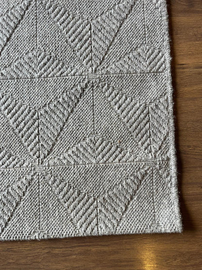 Modern Gray textured wool Rug: Flatweave Indoor carpet