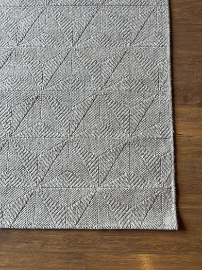Modern Gray textured wool Rug: Flatweave Indoor carpet