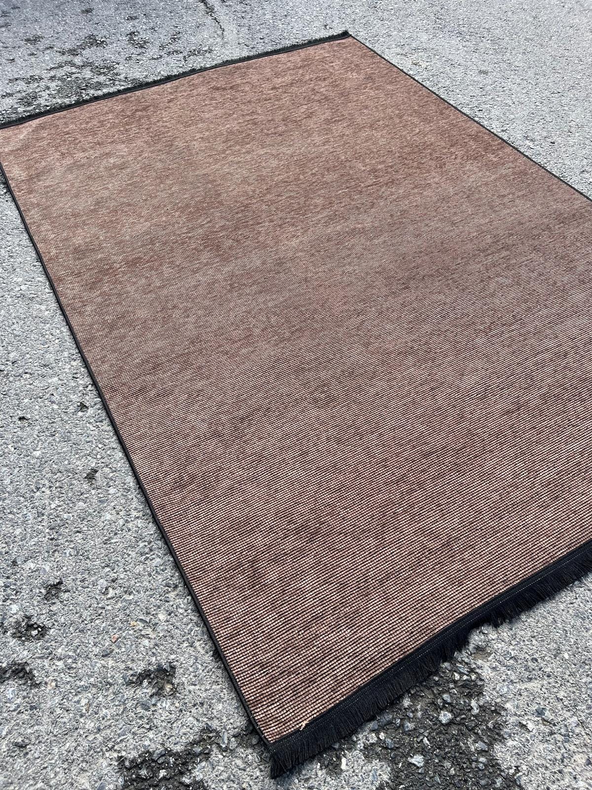 Modern Brown Stripe Rug: Washable Plain Cotton, Anti-Allergic carpet