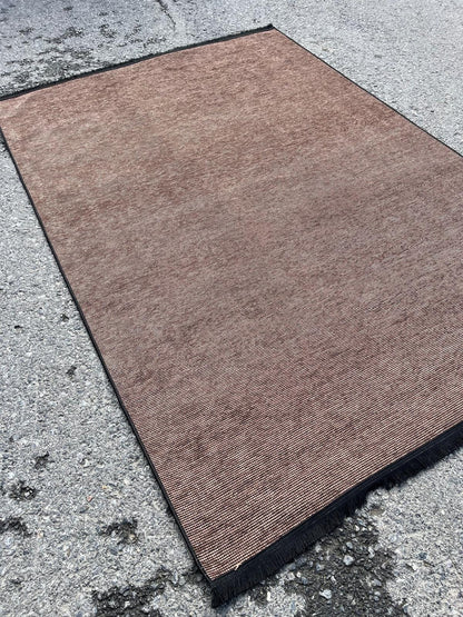 Modern Brown Stripe Rug: Washable Plain Cotton, Anti-Allergic carpet
