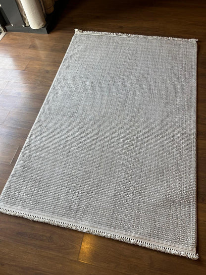 Modern Gray textured Rug: Flatweave Indoor carpet