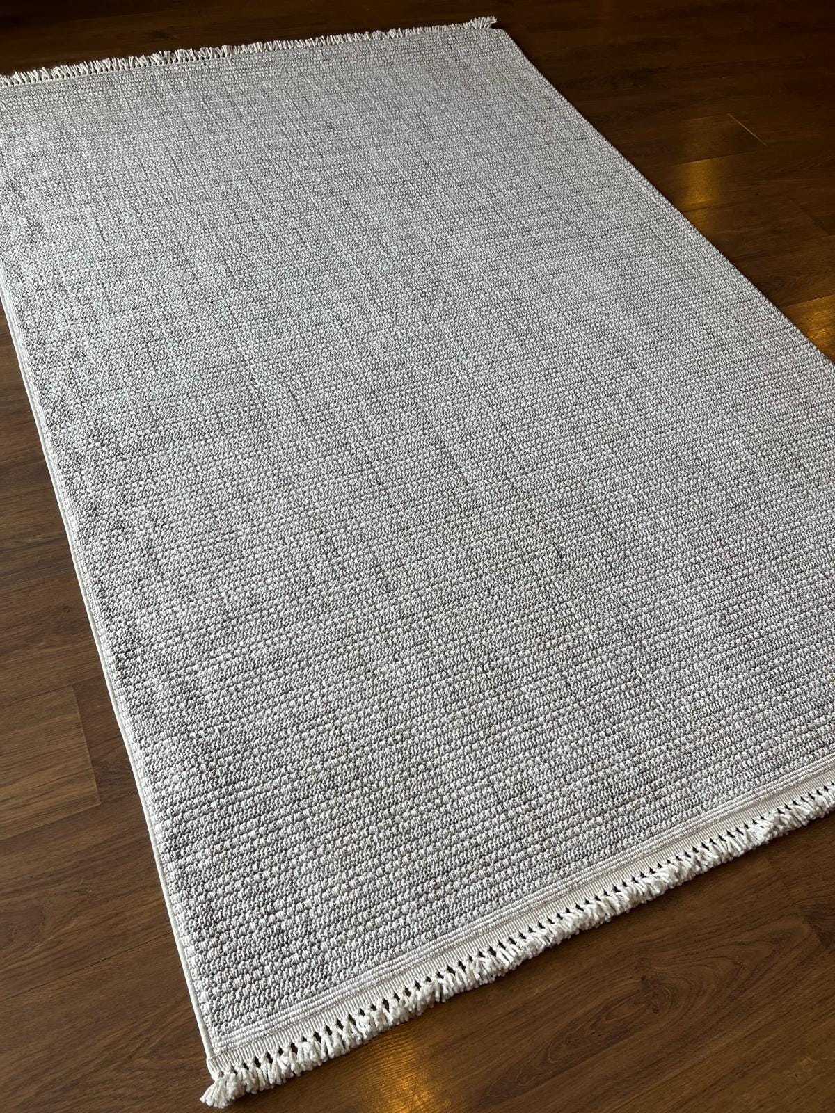 Modern Gray textured Rug: Flatweave Indoor carpet