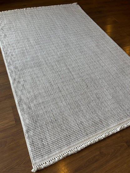 Modern Gray textured Rug: Flatweave Indoor carpet