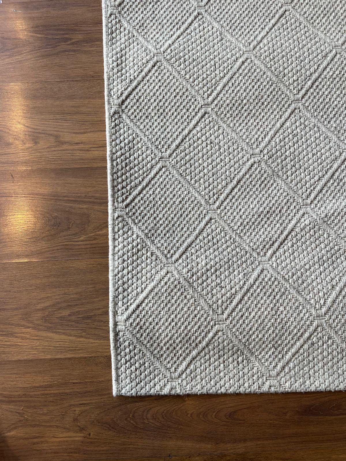 Modern Gray textured wool Rug: Flatweave Indoor carpet