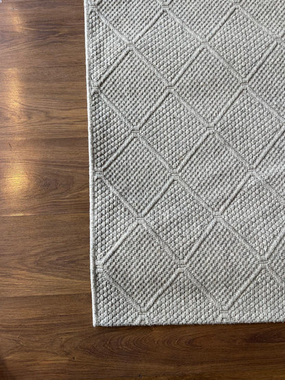 Modern Gray textured wool Rug: Flatweave Indoor carpet