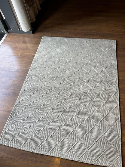 Modern Gray textured wool Rug: Flatweave Indoor carpet