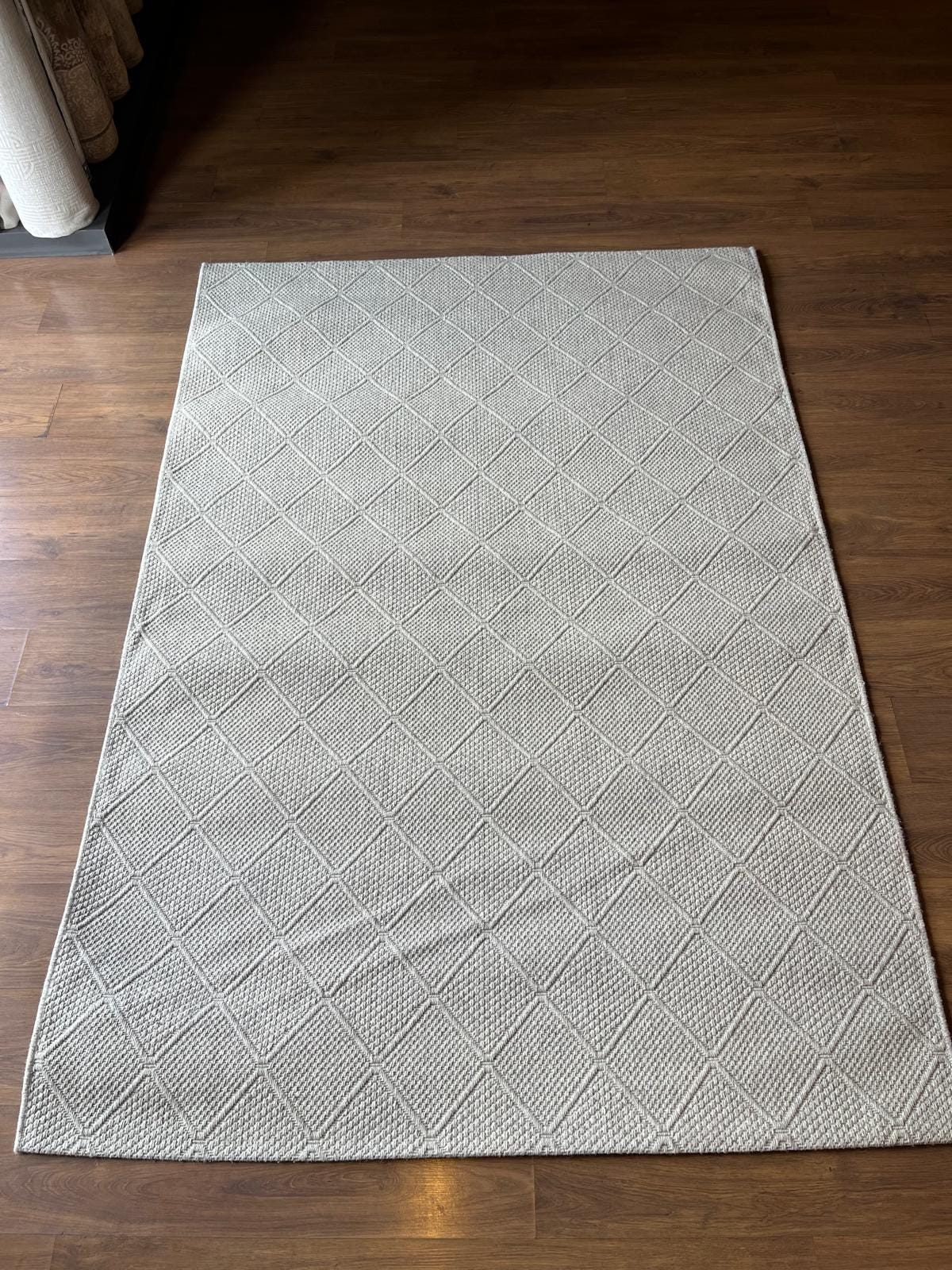 Modern Gray textured wool Rug: Flatweave Indoor carpet