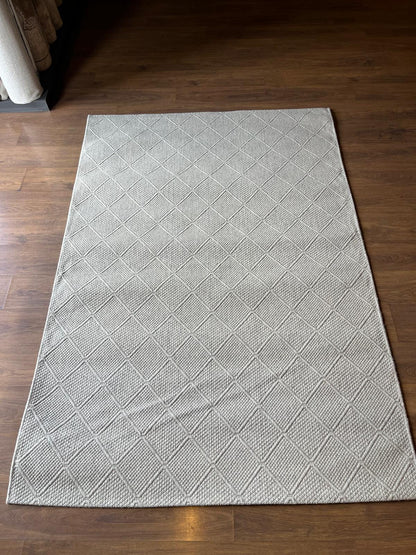 Modern Gray textured wool Rug: Flatweave Indoor carpet