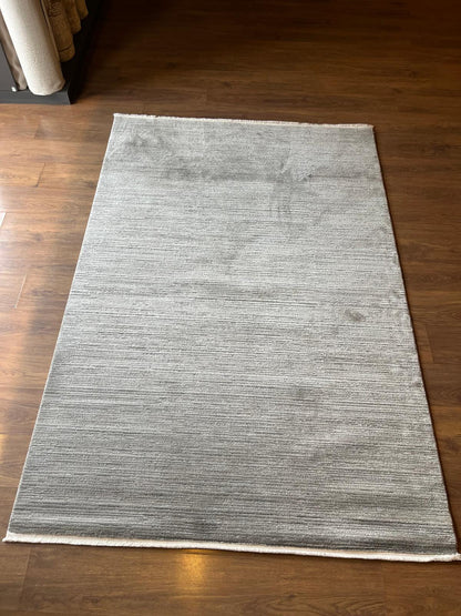 Modern Gray Area Rug with Tassels: Washable, Anti-Allergic Carpet