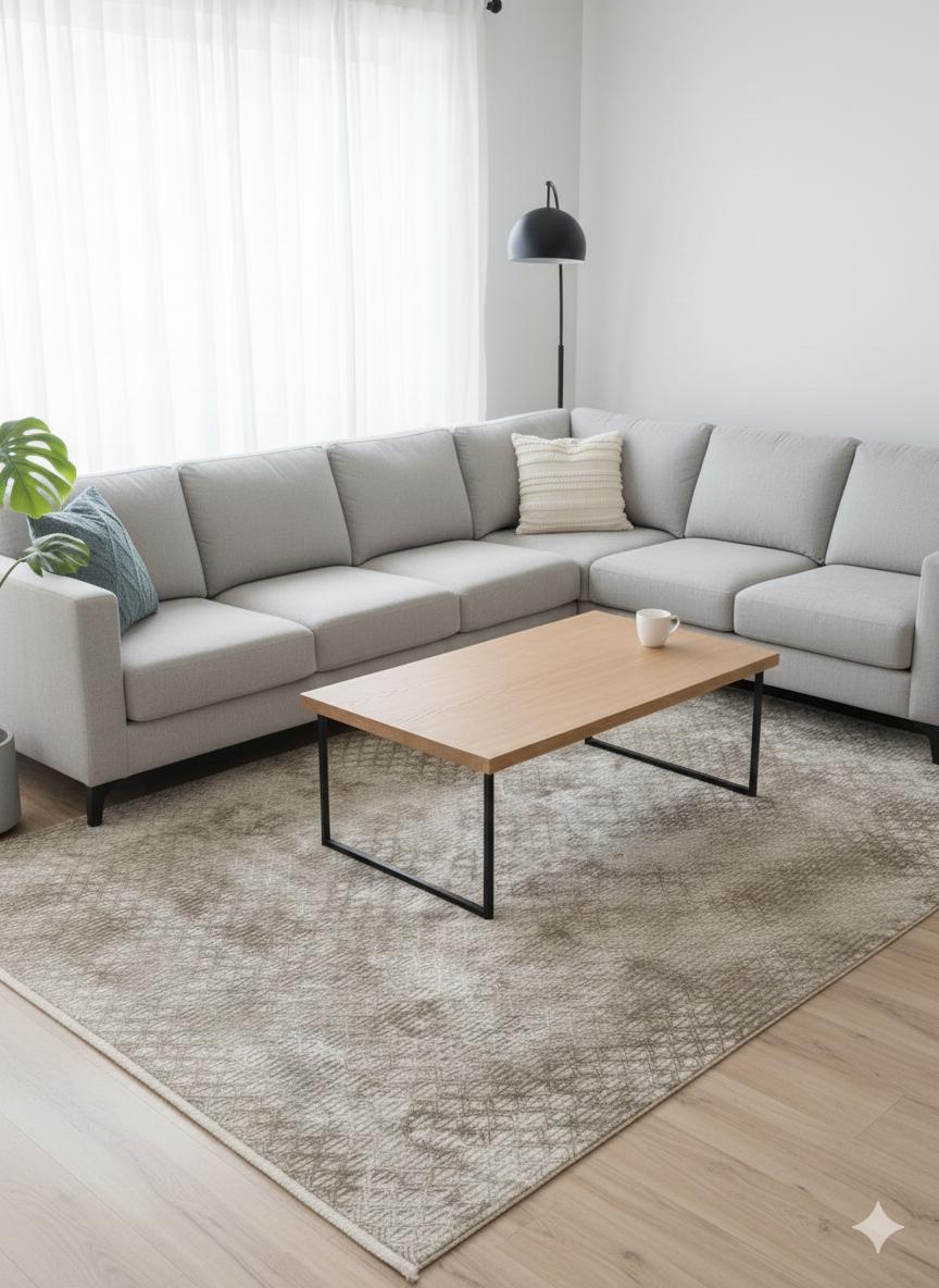 Contemporary Beige Abstract Area Rug: 160x230cm Soft Gray and Beige Fine Quality Carpet