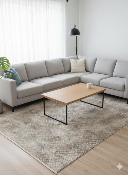 Contemporary Beige Abstract Area Rug: 160x230cm Soft Gray and Beige Fine Quality Carpet