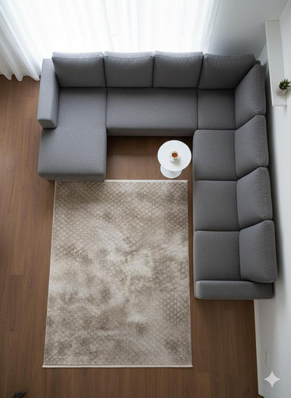 Contemporary Beige Abstract Area Rug: 160x230cm Soft Gray and Beige Fine Quality Carpet