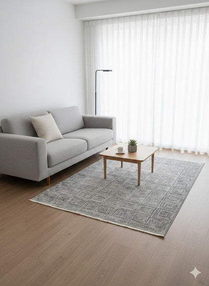 Modern Contemporary Area Rug, Grey Geometric 160x230cm Fine Quality Carpet for Living Room
