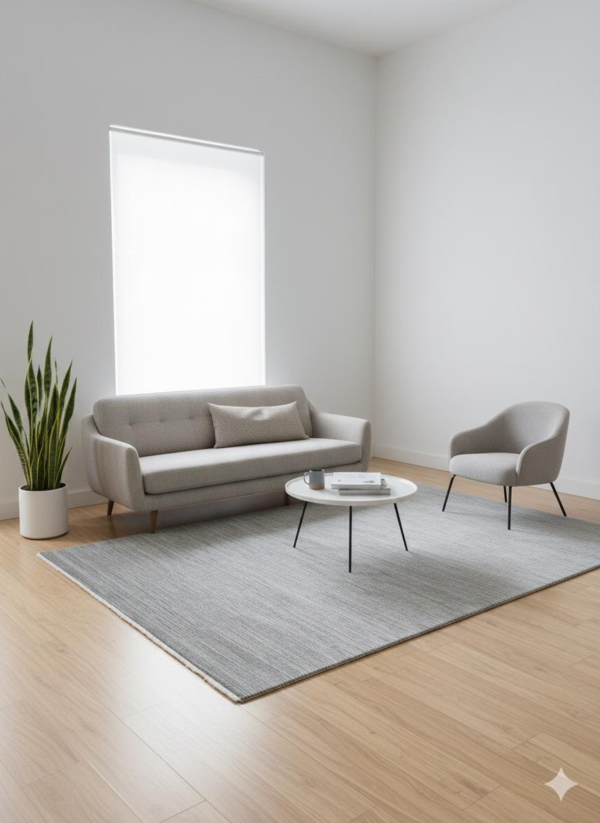 Modern Gray Area Rug with Tassels: Washable, Anti-Allergic Carpet