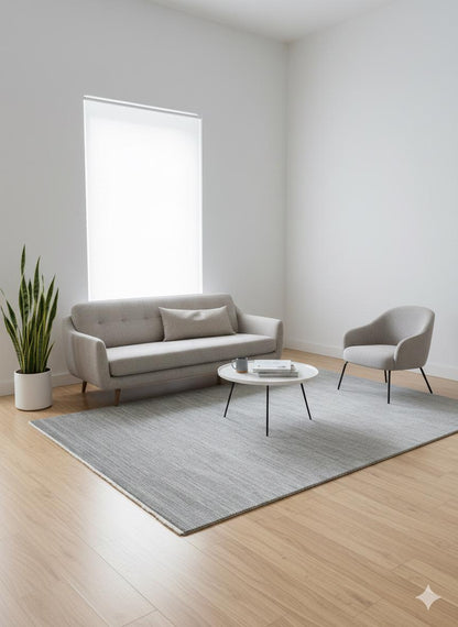 Modern Gray Area Rug with Tassels: Washable, Anti-Allergic Carpet