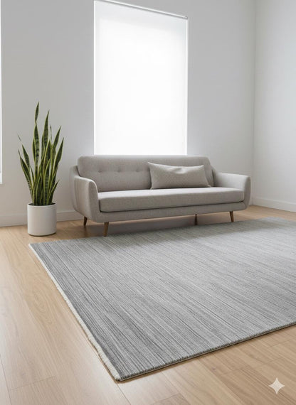 Modern Gray Area Rug with Tassels: Washable, Anti-Allergic Carpet