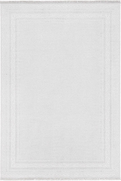 Modern White Texture Rug, 7x10 Cream Contemporary Area Carpet (200x300cm)