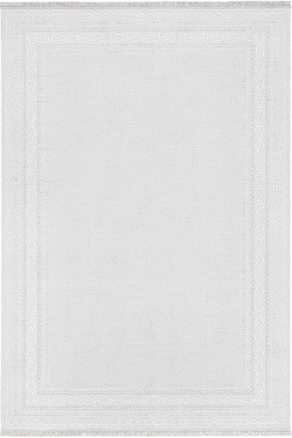 Modern White Texture Rug, 5x7 Cream Contemporary Area Carpet (160x230cm)