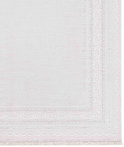 Modern White Texture Rug, 7x10 Cream Contemporary Area Carpet (200x300cm)