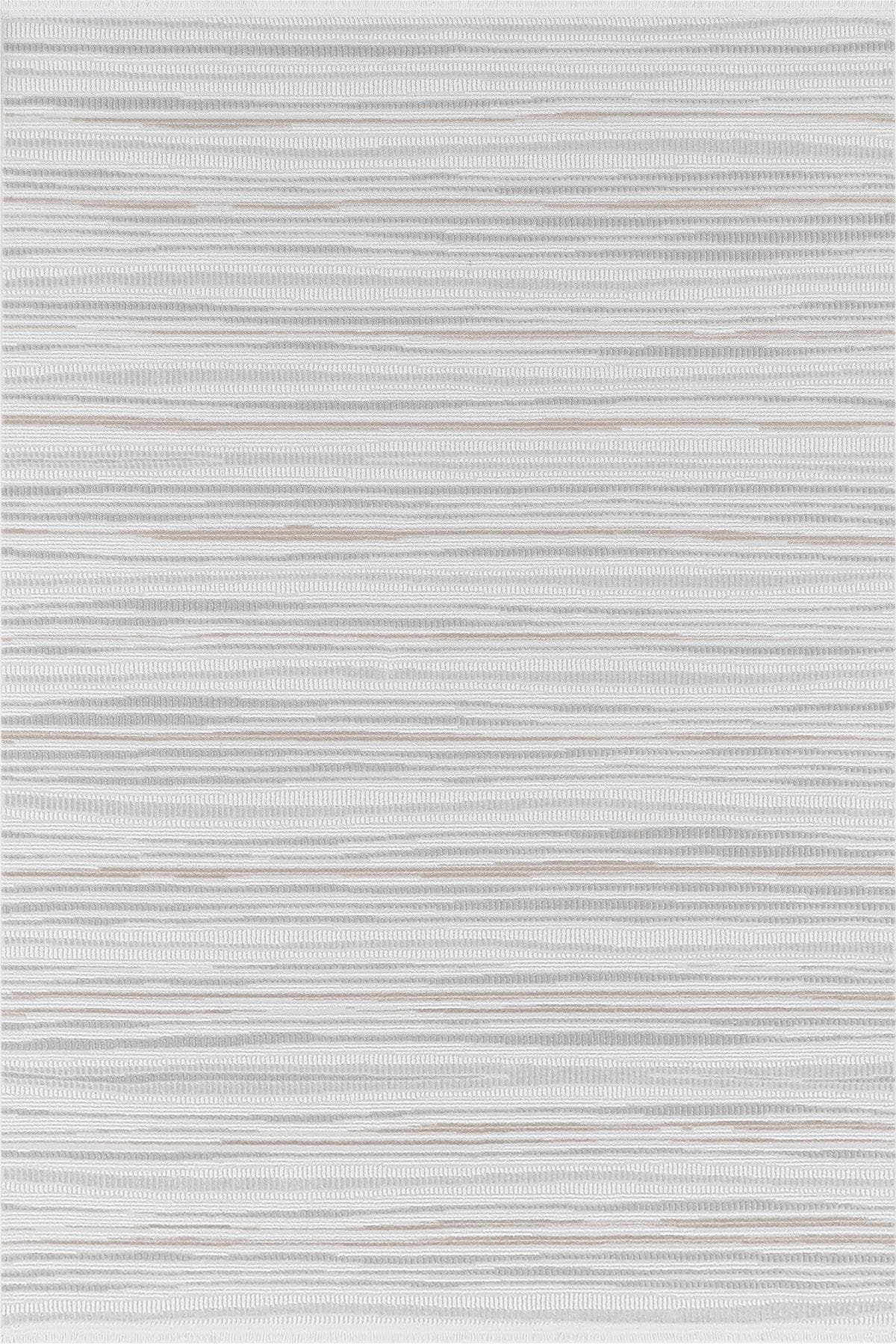 Modern White Striped Texture Rug, 5x7 Cream Contemporary Area Carpet (160x230cm)