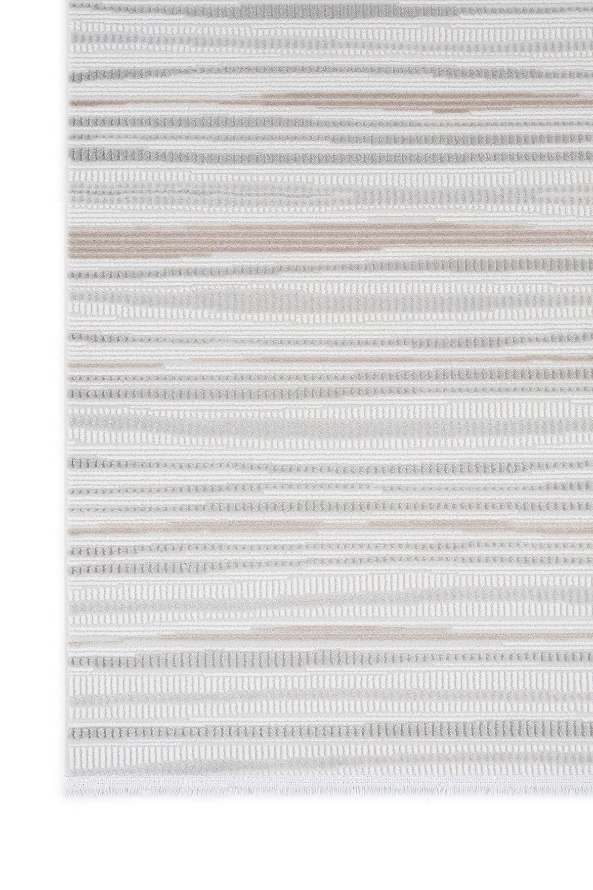 Modern White Striped Texture Rug, 5x7 Cream Contemporary Area Carpet (160x230cm)