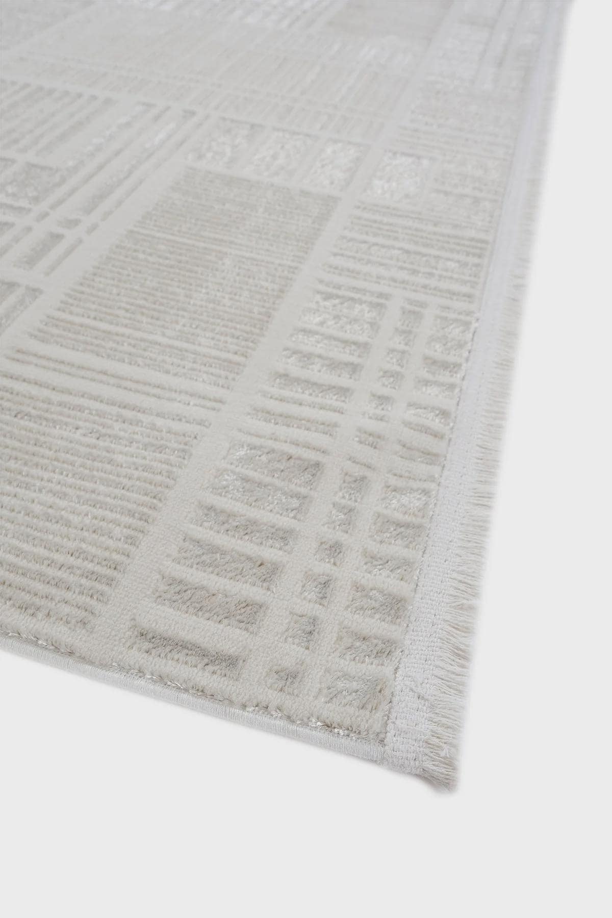 Modern Checkerboard Texture Rug, 5x7 Cream Contemporary Area Carpet (160x230cm)