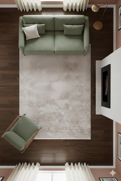 Contemporary Beige Abstract Area Rug: 160x230cm Soft Gray and Beige Fine Quality Carpet