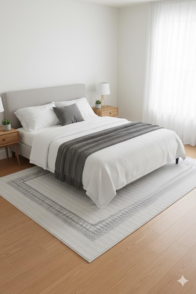 Modern White Texture Rug, 5x7 Cream Contemporary Area Carpet (160x230cm)