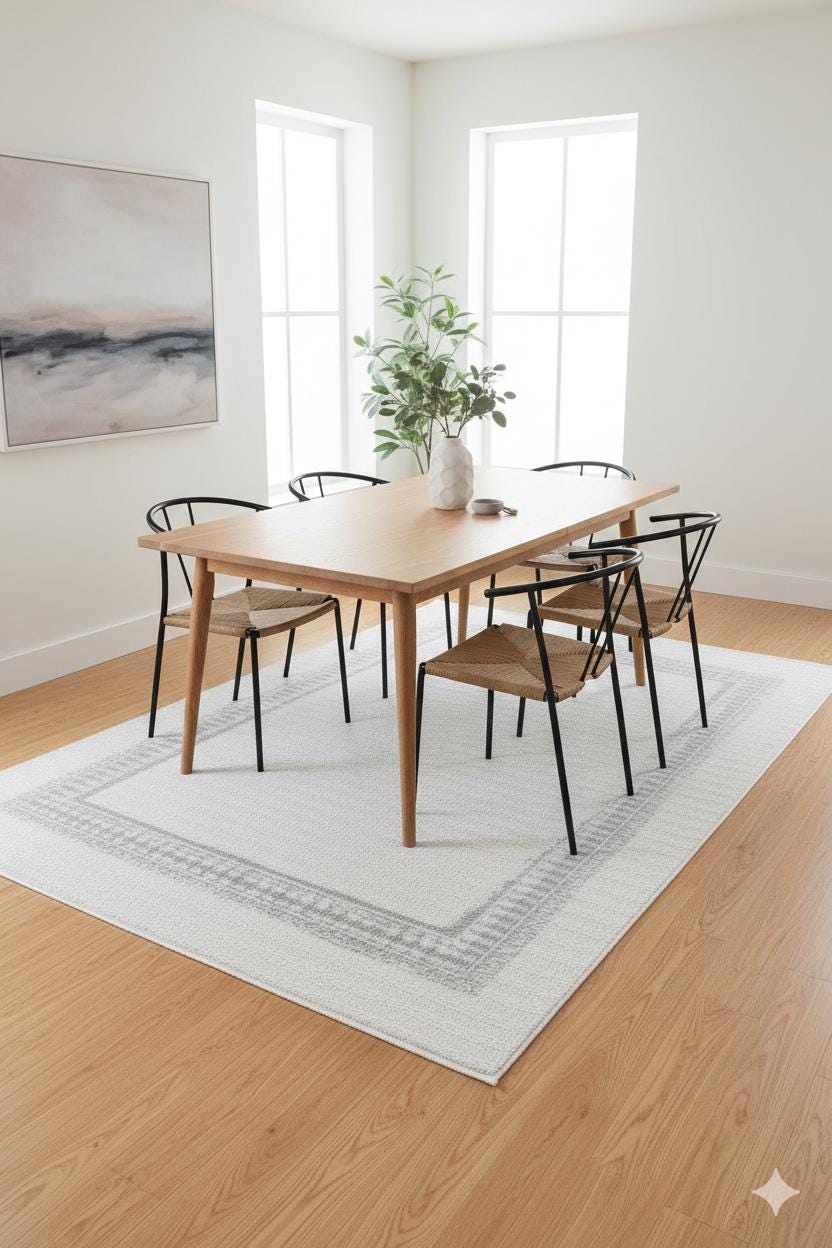 Modern White Texture Rug, 5x7 Cream Contemporary Area Carpet (160x230cm)