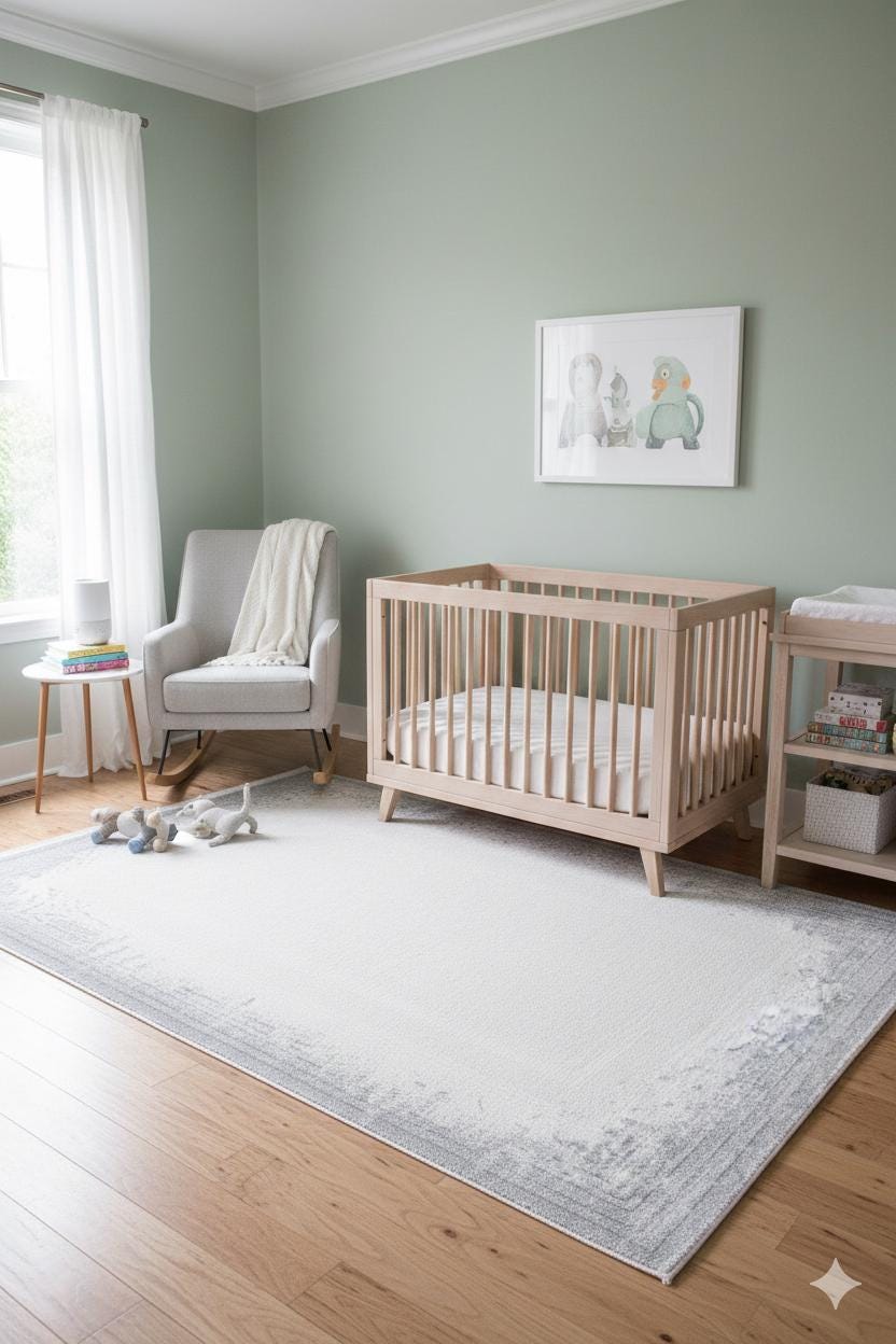 Modern White Texture Rug, 5x7 Cream Contemporary Area Carpet (160x230cm)