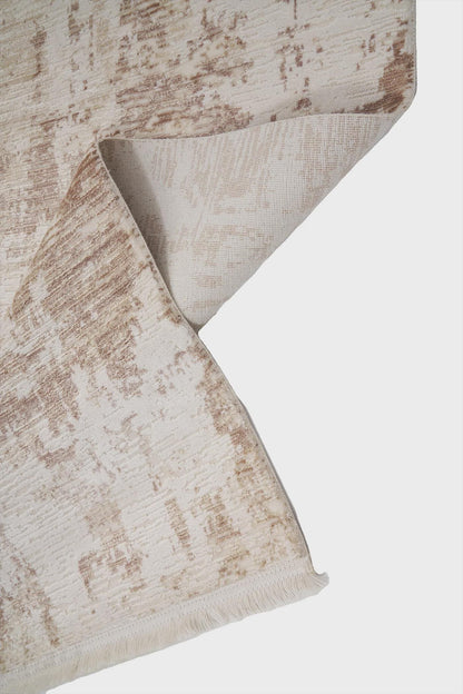 Modern Abstract Distressed Area Rug – Neutral Beige Cream Living Room Carpet