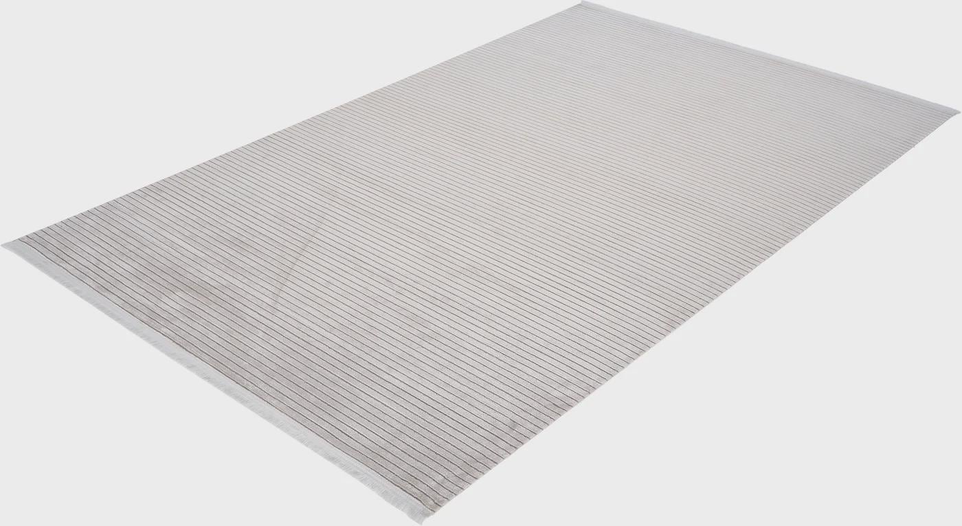 Cream Acrylic Area Rug – Modern Scandi Linear Textured Carpet