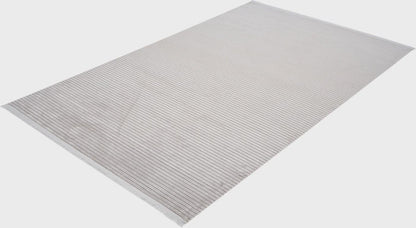 Cream Acrylic Area Rug – Modern Scandi Linear Textured Carpet