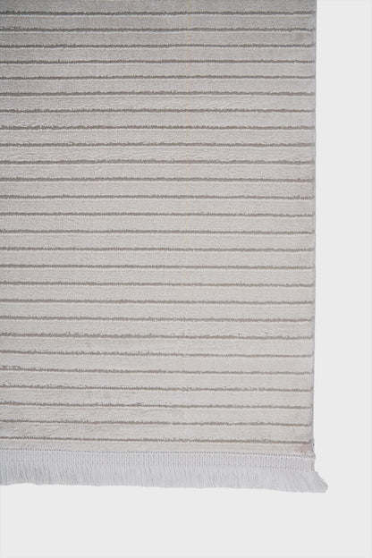 Cream Acrylic Area Rug – Modern Scandi Linear Textured Carpet