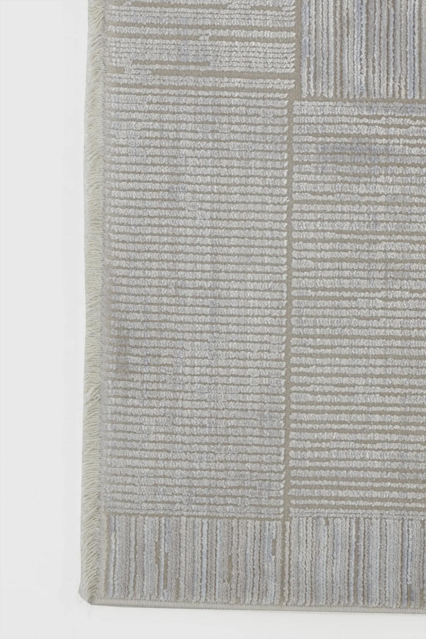 7x10ft, Modern Geometric Area Rug, Silver Grey Bamboo Silk Carpet, Abstract Line Design