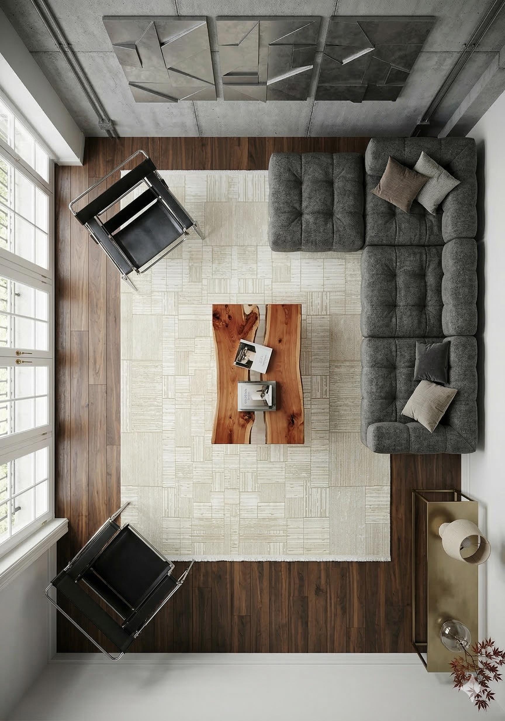 7x10ft, Modern Pearl Geometric Area Rug, Bamboo Silk Viscose Grid Carpet